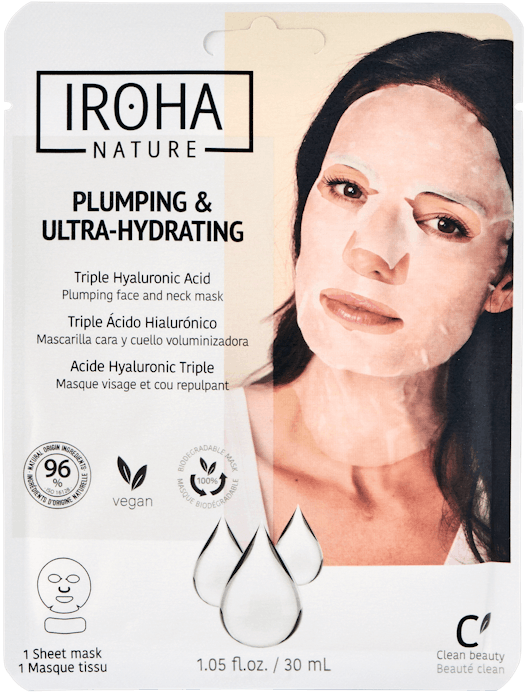 Maschera viso in tessuto anti-age con triplo acido ialuronico