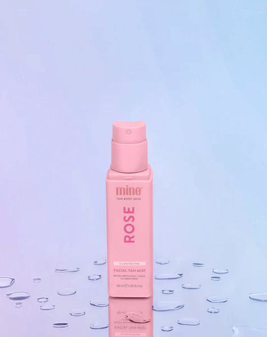 Spray viso abbronzante illuminante alla rosa